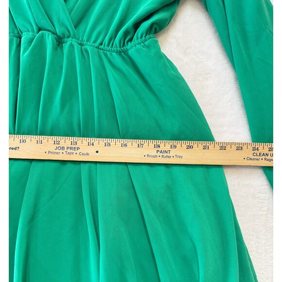 Meghan Los Angeles Sunset Dress Size XL Emerald Handkerchief Hem Kimono Sleeves - Picture 15 of 16